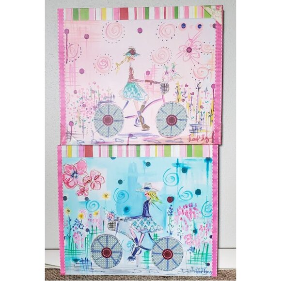 Liesle Long Colleen Karis Designs Whimsical Bicycle 2-PC Canvas Print Wall Art - Picture 1 of 13